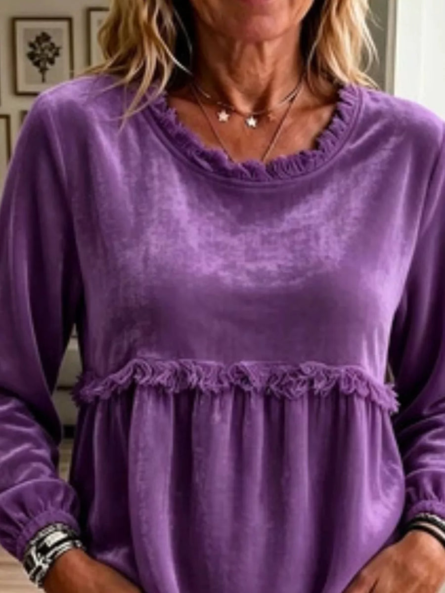 Black relaxed blouse with round neck