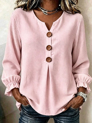 blouse in Black with waffle-knit and hip-length