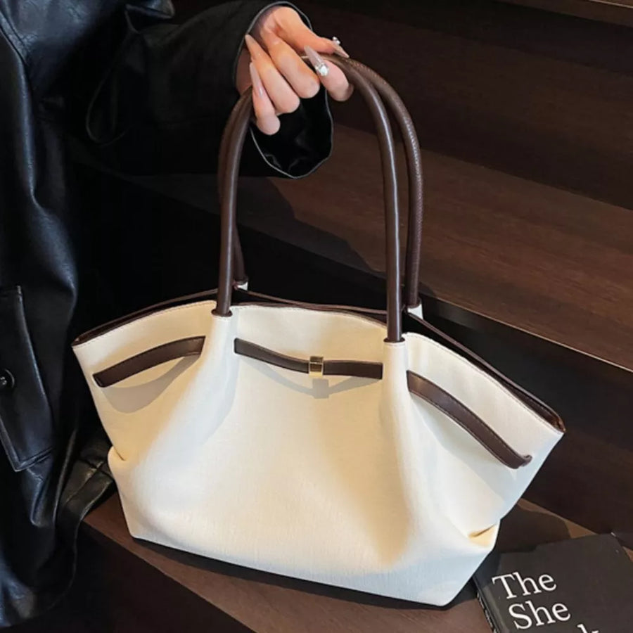 Off White with Large Capacity Shoulder Bag in Off White