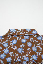 Dark Brown A-line shirt dress with collared