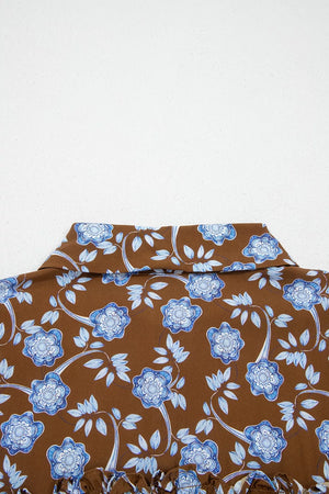 Dark Brown A-line shirt dress with collared