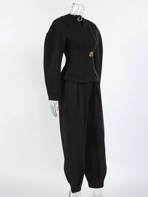 Puffy Sleeve Blazer And Wide-leg Pants Set option 9