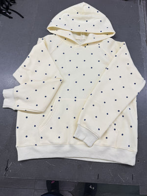 Polka Dot Kangaroo Pocket Hoodie in Yellow with pocketed