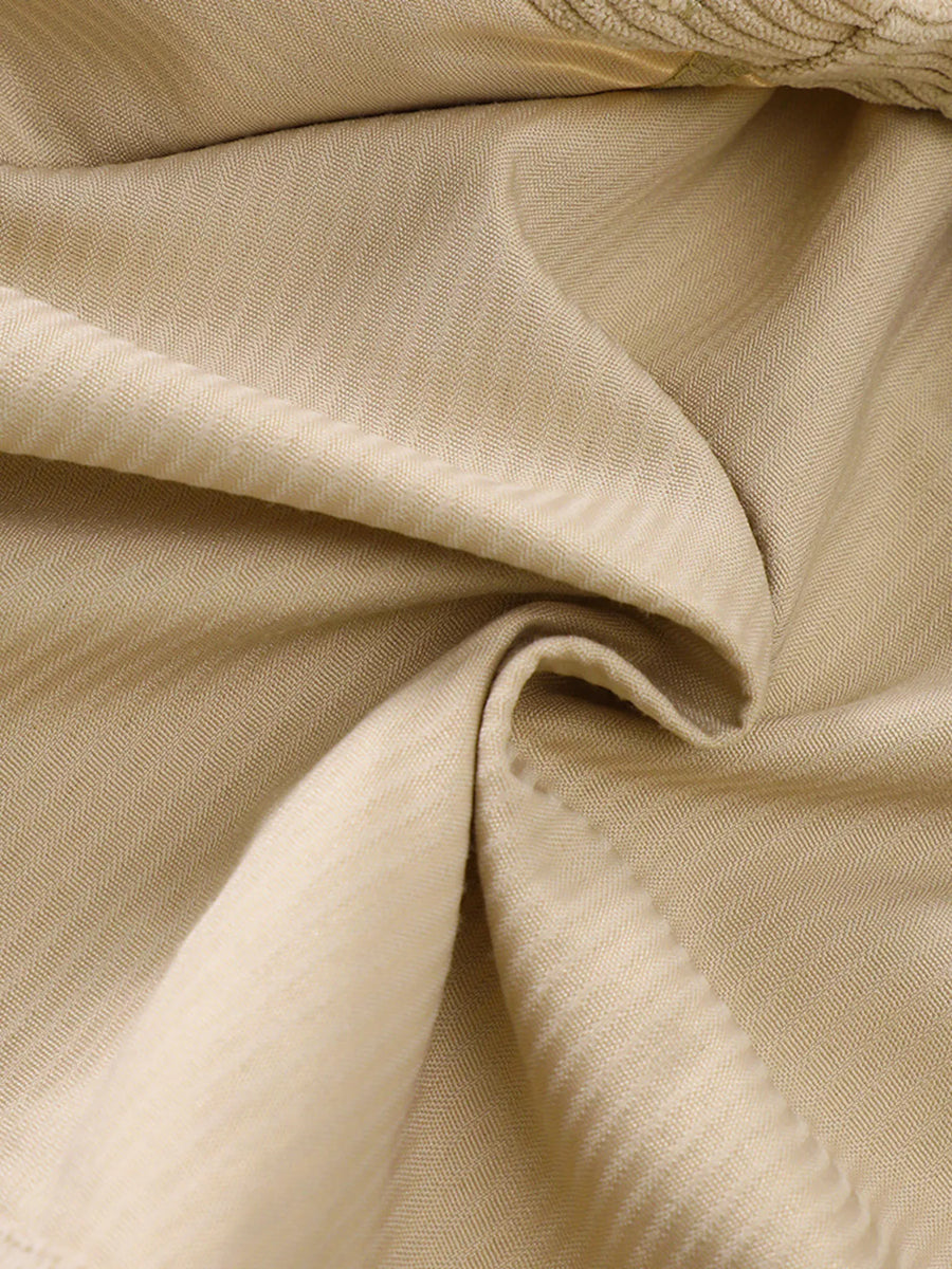 Tan Casual Corduroy Button-Up Jacket