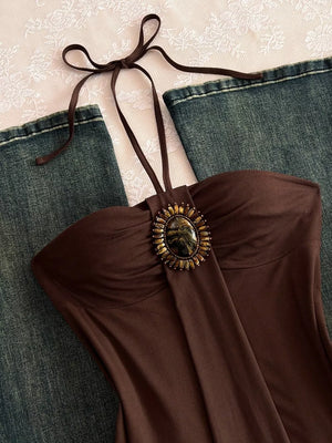 Embellished Front Halter Neck Cami option 10