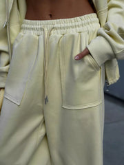 Oversized Zip-up Hoodie And Wide-leg Pants Set option 16