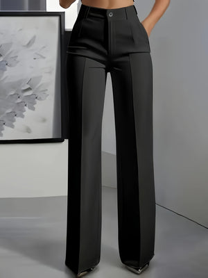 wide-leg pants in Pink with high-waisted and full-length