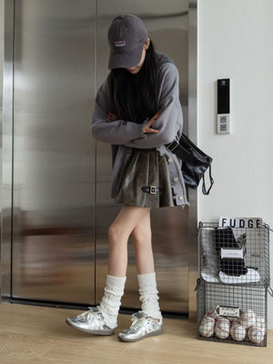 Knitted Leg Warmers in White with knitted