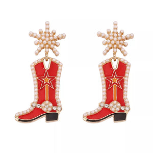 earrings in Red with dangle and dangle