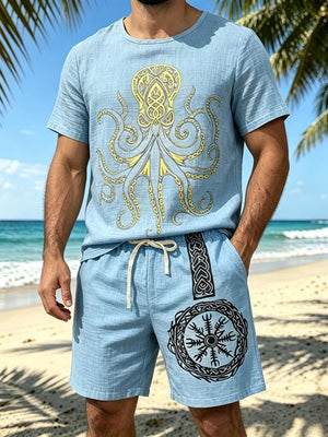 Light Green Men S Full Size Round Neck Tee