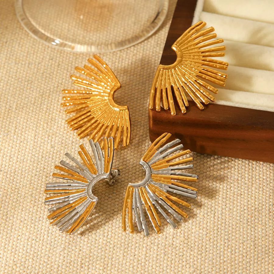 18K Gold-Plated,Stainless Steel,Silver-plated Care instructions: Avoid wearing d earrings in silver with fan-shaped