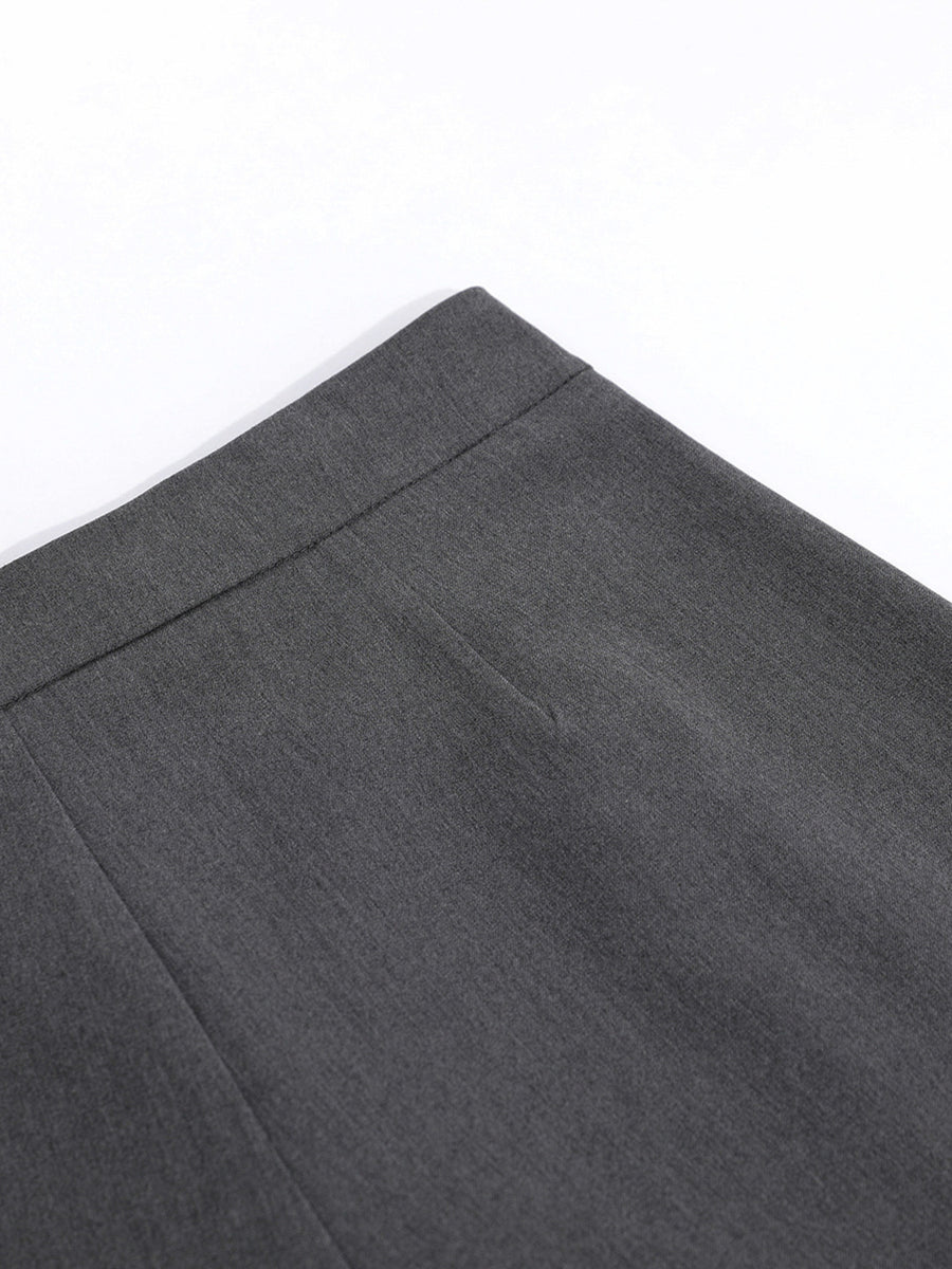 charcoal gray capris with capri and button