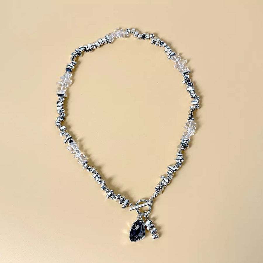 Chunky Gemstone Pendant Necklace Alloy Resin option 5