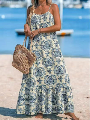 100% polyester Care instructions: Machine wash cold maxi dress in Sky Blue with A-line silhouette