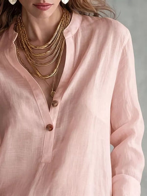 100% polyester Care instructions: Machine wash cold blouse in Gold with relaxed silhouette