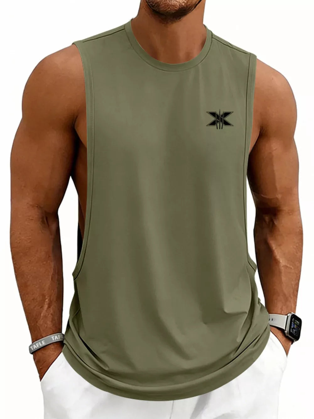Men's Full Size Round Neck Tank Plus Size in Sage, view 17
