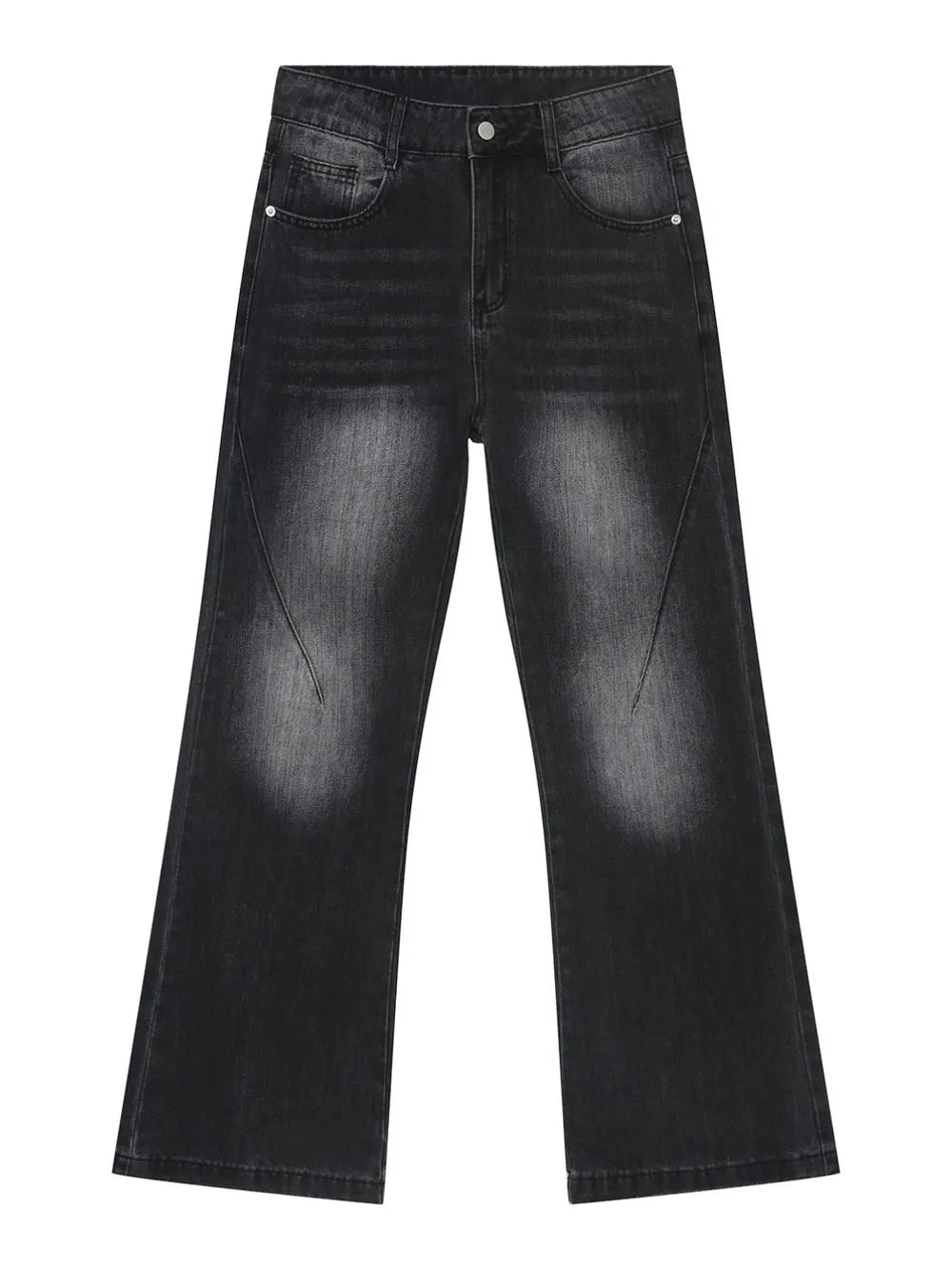 Faded flare jeans in dark wash denim with sculpted seam detail