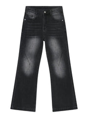 Faded flare jeans in dark wash denim with sculpted seam detail