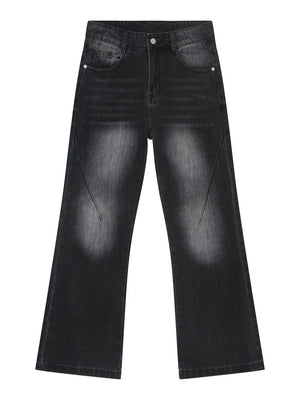 Faded flare jeans in dark wash denim with sculpted seam detail