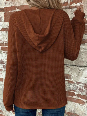 Waffle Knit Hooded Top With Drawstring option 9
