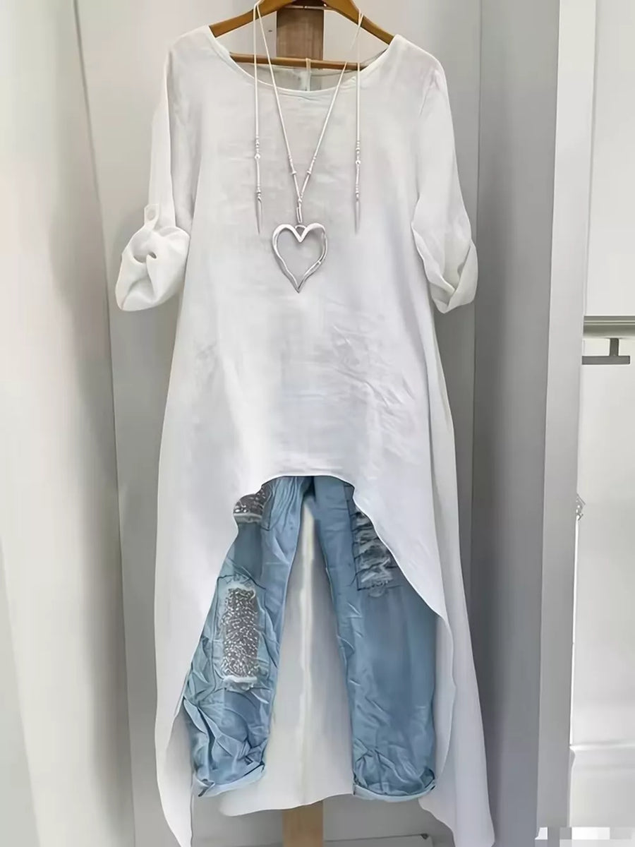 bohemian blouse in Apricot with round neck