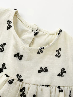 Children's Bow Print Flutter Sleeve Dress option 3
