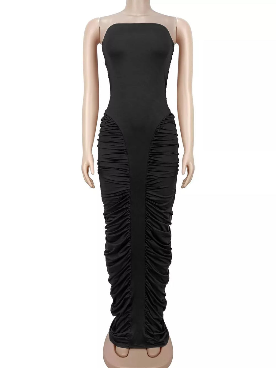 black bodycon dress with maxi and pullover