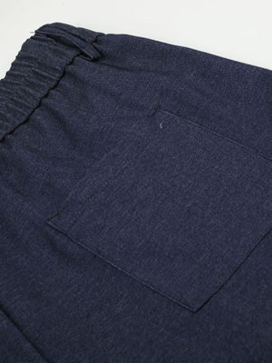 Men's Drawstring Wide-Leg Capris in Black with pleated front
