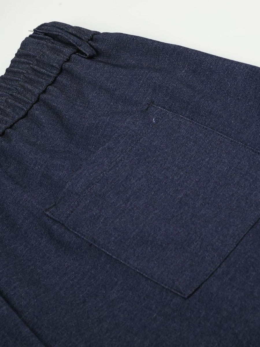 Men's Drawstring Wide-Leg Capris in Black with pleated front