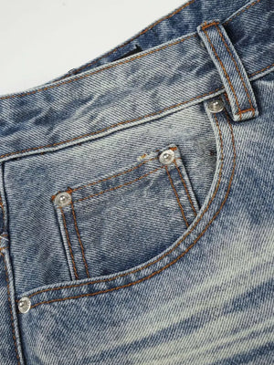 Men's Vintage Wash Wide Leg Denim Capris option 7