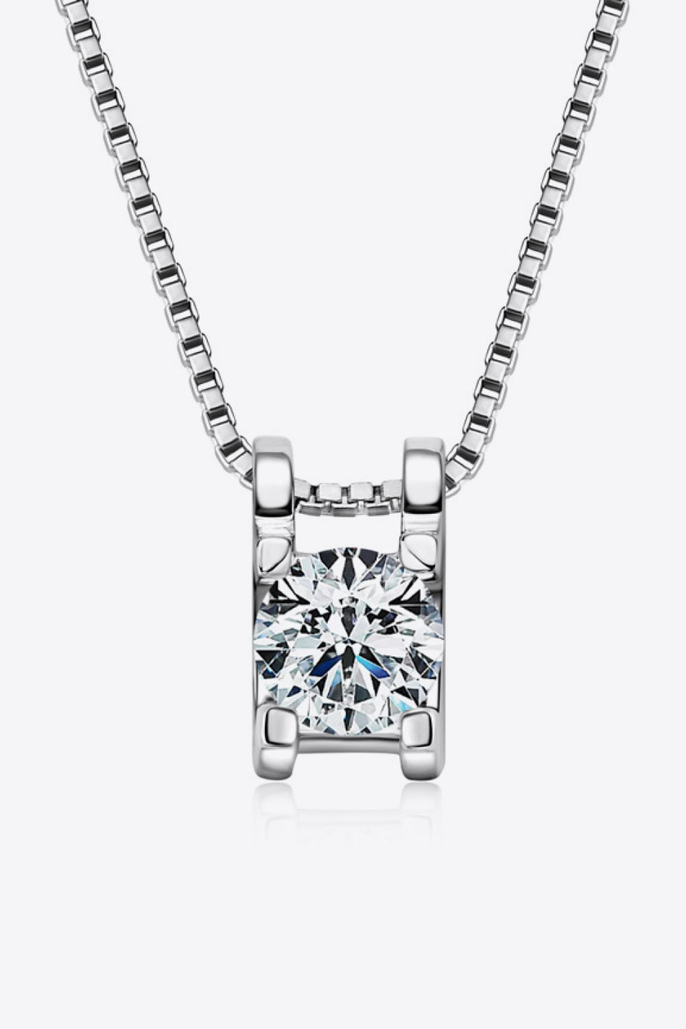 Silver cubic zirconia pendant necklace with box chain