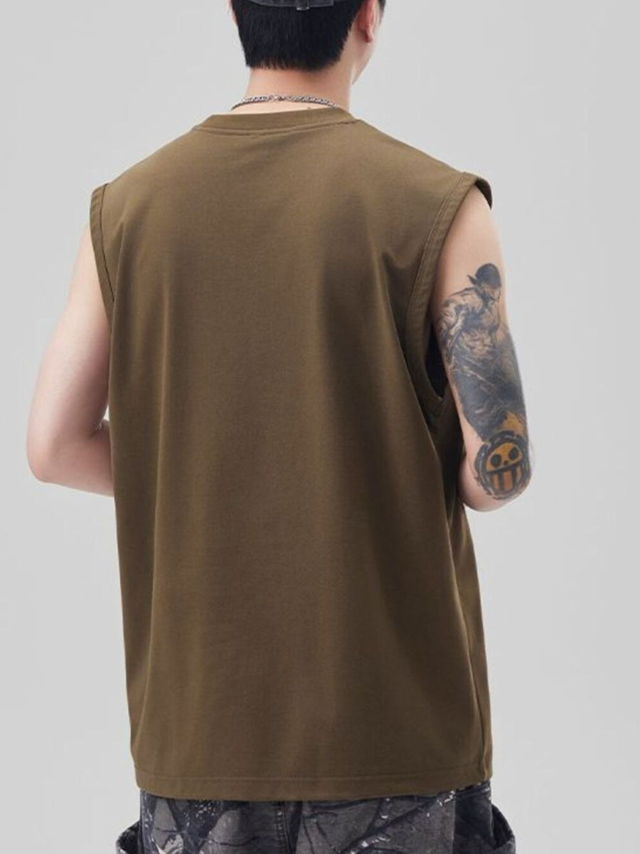 Men S Oversized Cotton Tank Top in Black