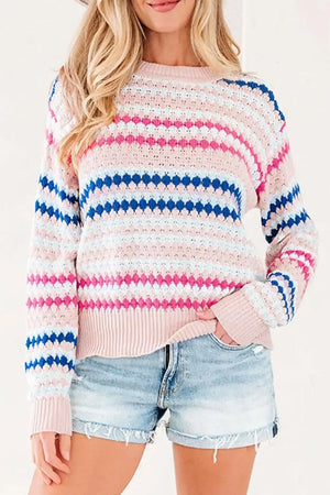 Striped Geometric Pattern Sweater option 8