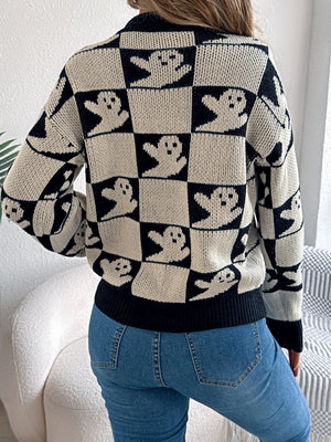 pullover sweater in Beige with stretch and hip-length