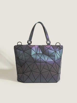 Geometric Modular Handbag Tote Bag in Dark Gray with top handles