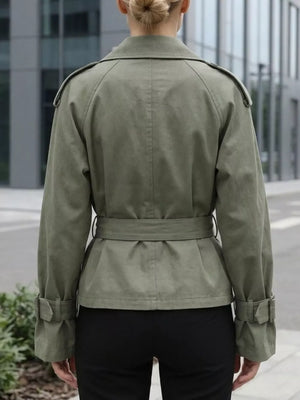 Lapel Collar Belted Cropped Trench option 5