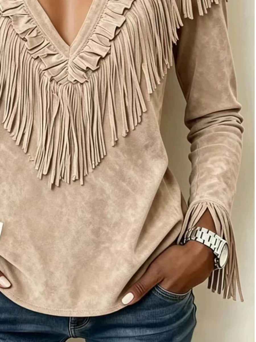 bohemian blouse in Dusty Pink with deep v-neck