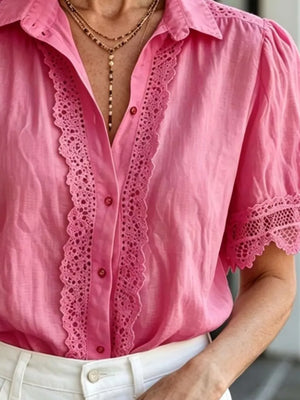 romantic button-down shirt in White with collared