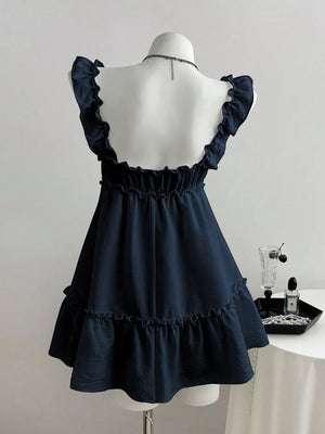 Ruffled Square Neck Tie-front Mini Dress option 5