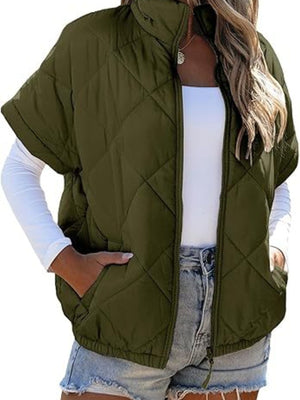modern quilted jacket in Apricot with collared