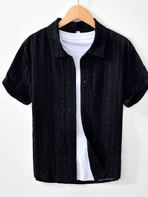 White Men's Plus Size Button Up Short Sleeve Shirt