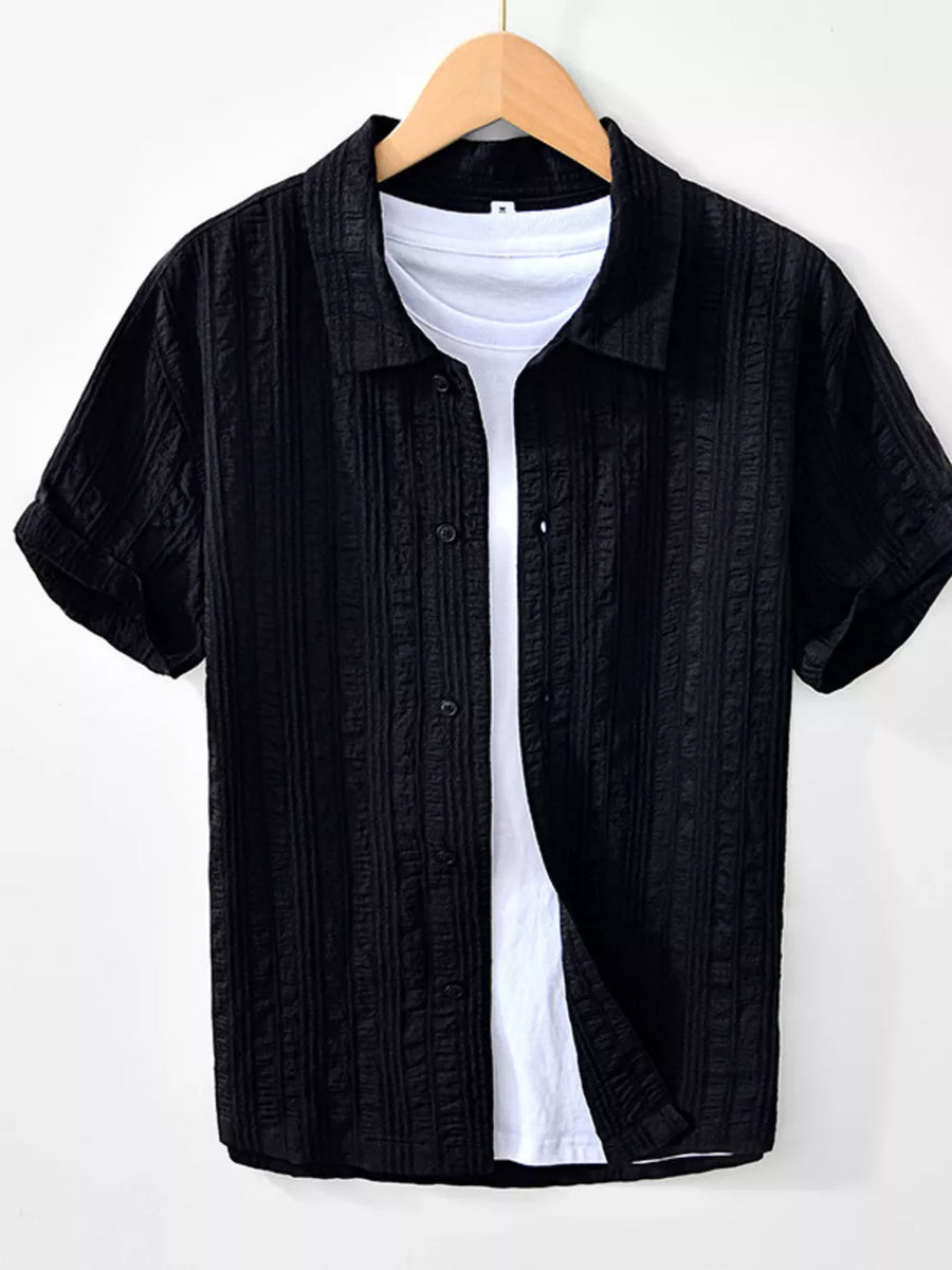 White Men's Plus Size Button Up Short Sleeve Shirt
