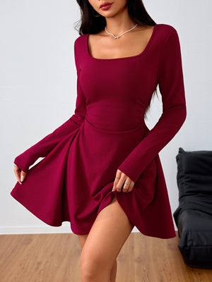 100% polyester Care instructions: Machine wash cold mini dress in Black with fitted silhouette
