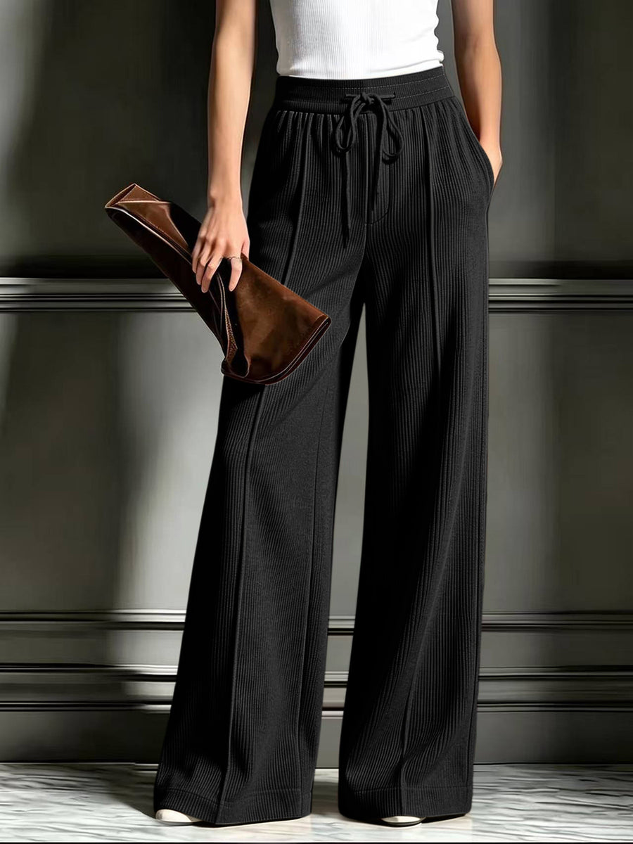 wide-leg pants in Orange with ribbed and tied