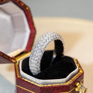 Pave 925 Sterling Silver Zircon Ring in silver with zircon embellishment