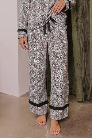 ivory pajama set with full-length and tie