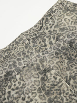 wide-leg pants in Leopard with buttoned and full-length