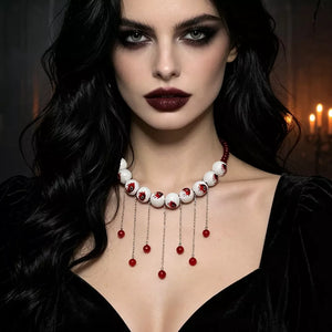 necklace featuring eyeball motif in Red with Resin,Zinc alloy,glass Care instructions: Avoid wearing during exercise, as