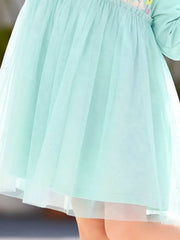 Mint Blue A-line dress with knee-length and pullover