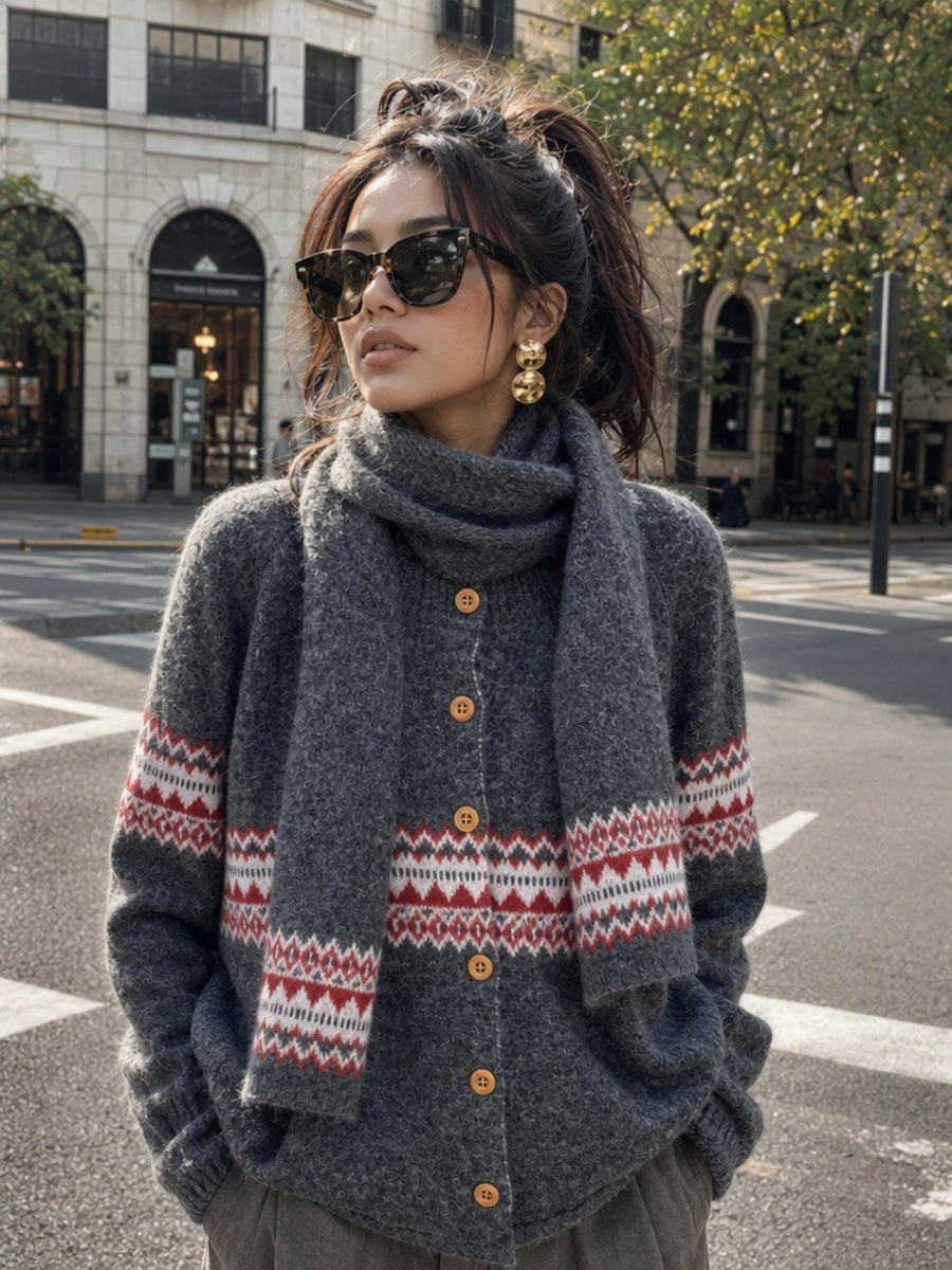 100% polyester Care instructions: Machine wash cold cardigan in Dark Brown with relaxed silhouette